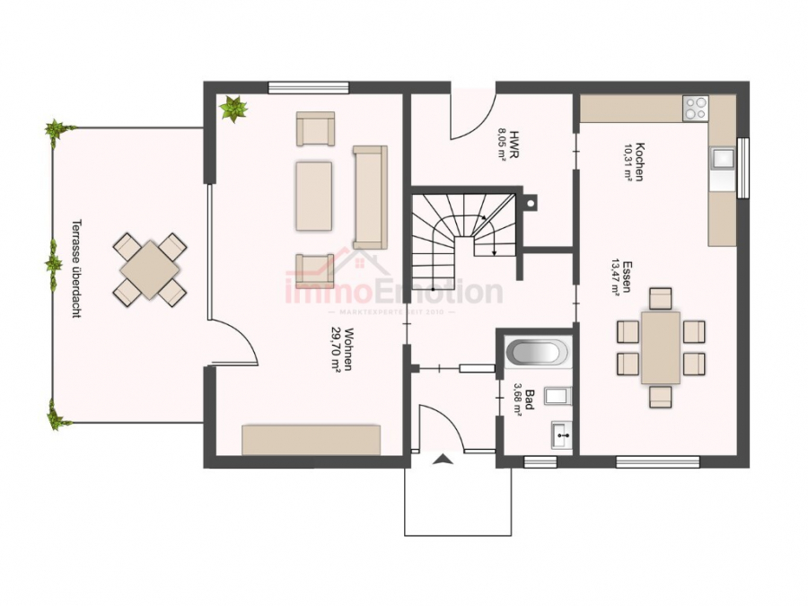 Grundriss Erdgeschoss - Familienfreundliches EFH in begehrter Lage von Rotenburg (Wümme) – 5 Zimmer, 2 Bäder, Teilkeller!