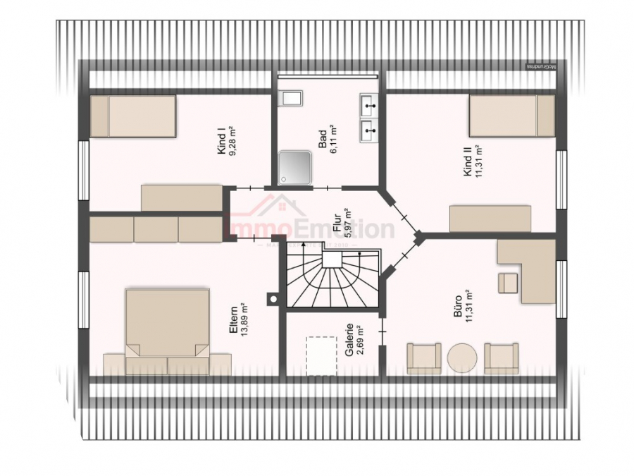 Grundriss Dachgeschoss - Familienfreundliches EFH in begehrter Lage von Rotenburg (Wümme) – 5 Zimmer, 2 Bäder, Teilkeller!